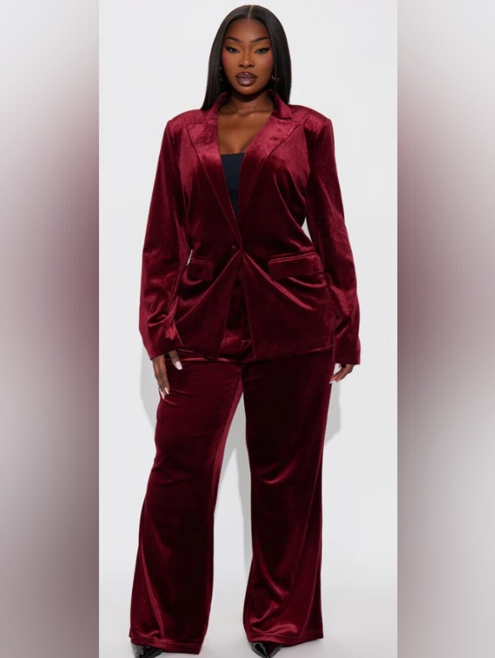 ASH REAL CLOSET SPECIAL: NWOT Velvet Wide-Leg Pant - Burgundy - Picture 3 of 4